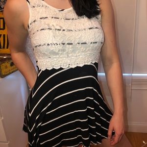 lace black and white dress